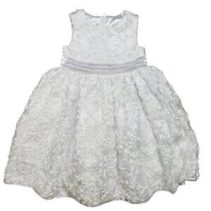 American Princess 4T White Rosette Dress Formal Wedding Flower Girl Easter